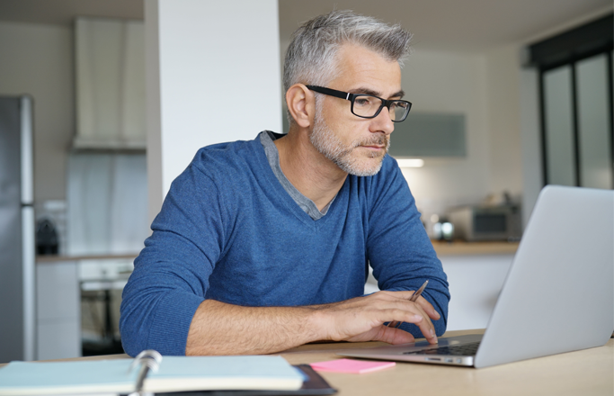 Man looking at computer